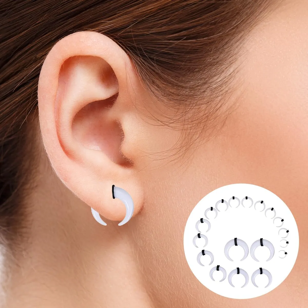 1-2PCS Acrylic Pincher Tapers Septum Rings 00G 0G 1G 2G 4G 6G 8G 10G 12G 14G Buffalo Horseshoe Stretcher Expander Gauges Ear Nose Piercing Taper Kit