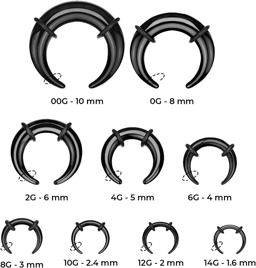 1-2PCS Acrylic Pincher Tapers Septum Rings 00G 0G 1G 2G 4G 6G 8G 10G 12G 14G Buffalo Horseshoe Stretcher Expander Gauges Ear Nose Piercing Taper Kit