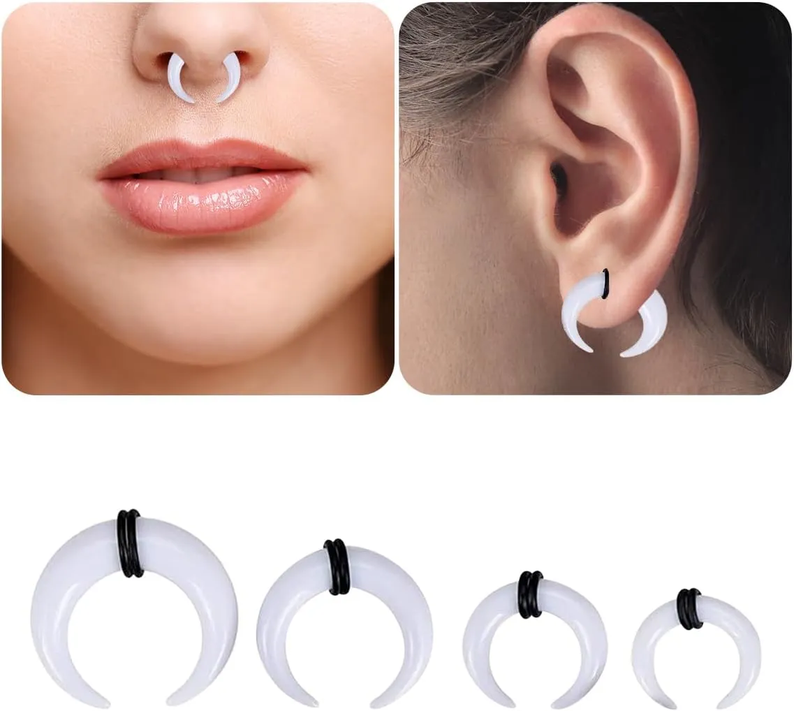 1-2PCS Acrylic Pincher Tapers Septum Rings 00G 0G 1G 2G 4G 6G 8G 10G 12G 14G Buffalo Horseshoe Stretcher Expander Gauges Ear Nose Piercing Taper Kit