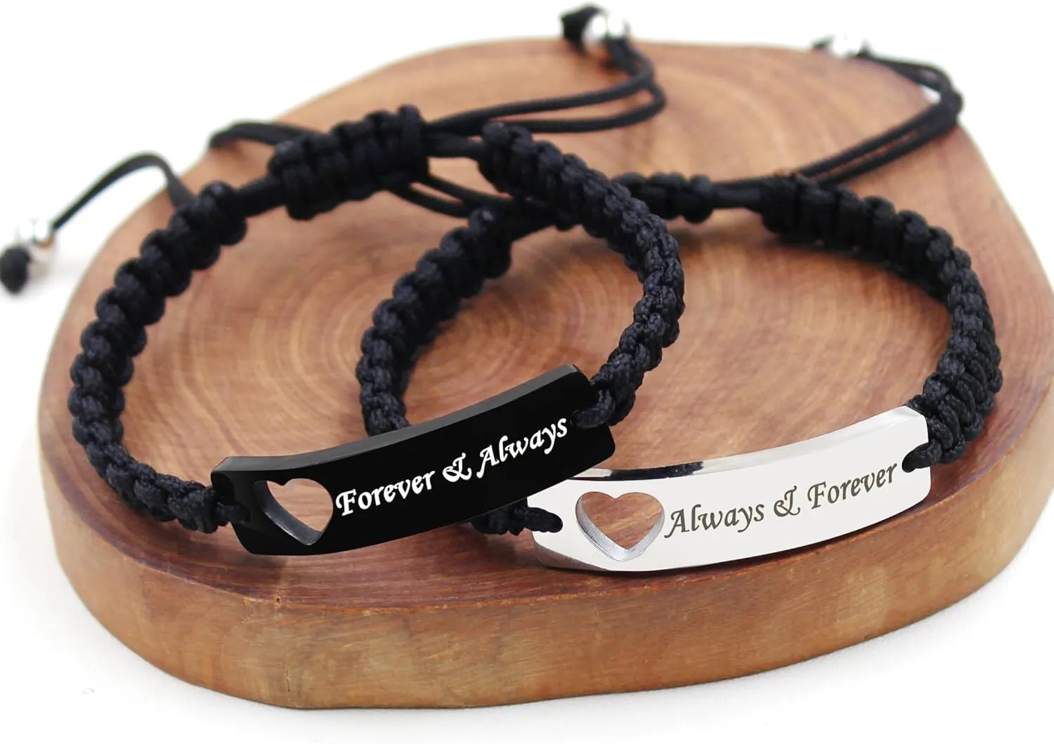 1 Pair Hademade Braided Braceletsfor Couples, Bracelets for Men Women Engraved with I Love You 3000, God Gave Me You, His Crazy Her Weirdo, Birthday Valentine's Day Gift for Lady s Y860