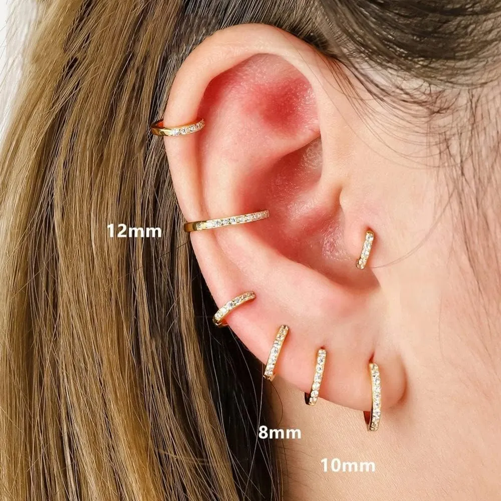 1 Pair Small Hoop Earrings for Women Men,316L Surgical Steel Hinge Huggie Hoop Earrings fit Cartilage, Helix, Tragus, Sung, Earlobe Lightweight Hypoallergenic Earrings