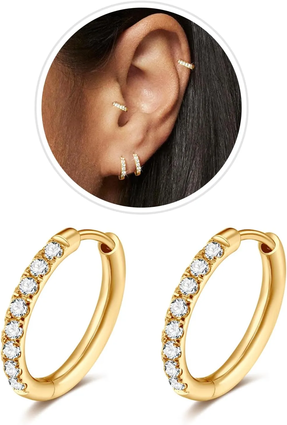 1 Pair Small Hoop Earrings for Women Men,316L Surgical Steel Hinge Huggie Hoop Earrings fit Cartilage, Helix, Tragus, Sung, Earlobe Lightweight Hypoallergenic Earrings