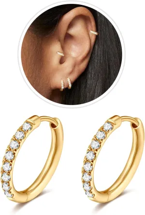 1 Pair Small Hoop Earrings for Women Men,316L Surgical Steel Hinge Huggie Hoop Earrings fit Cartilage, Helix, Tragus, Sung, Earlobe Lightweight Hypoallergenic Earrings