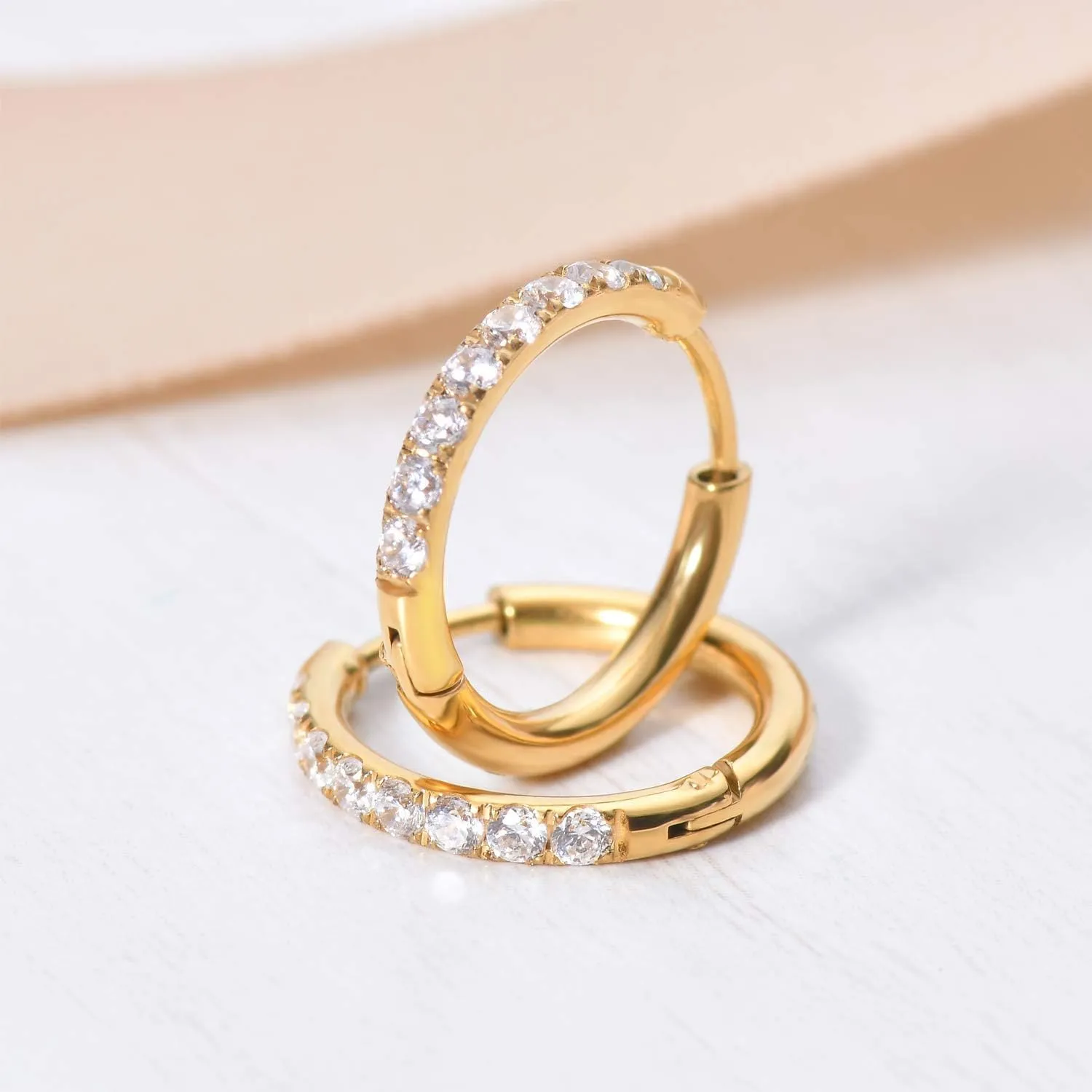 1 Pair Small Hoop Earrings for Women Men,316L Surgical Steel Hinge Huggie Hoop Earrings fit Cartilage, Helix, Tragus, Sung, Earlobe Lightweight Hypoallergenic Earrings