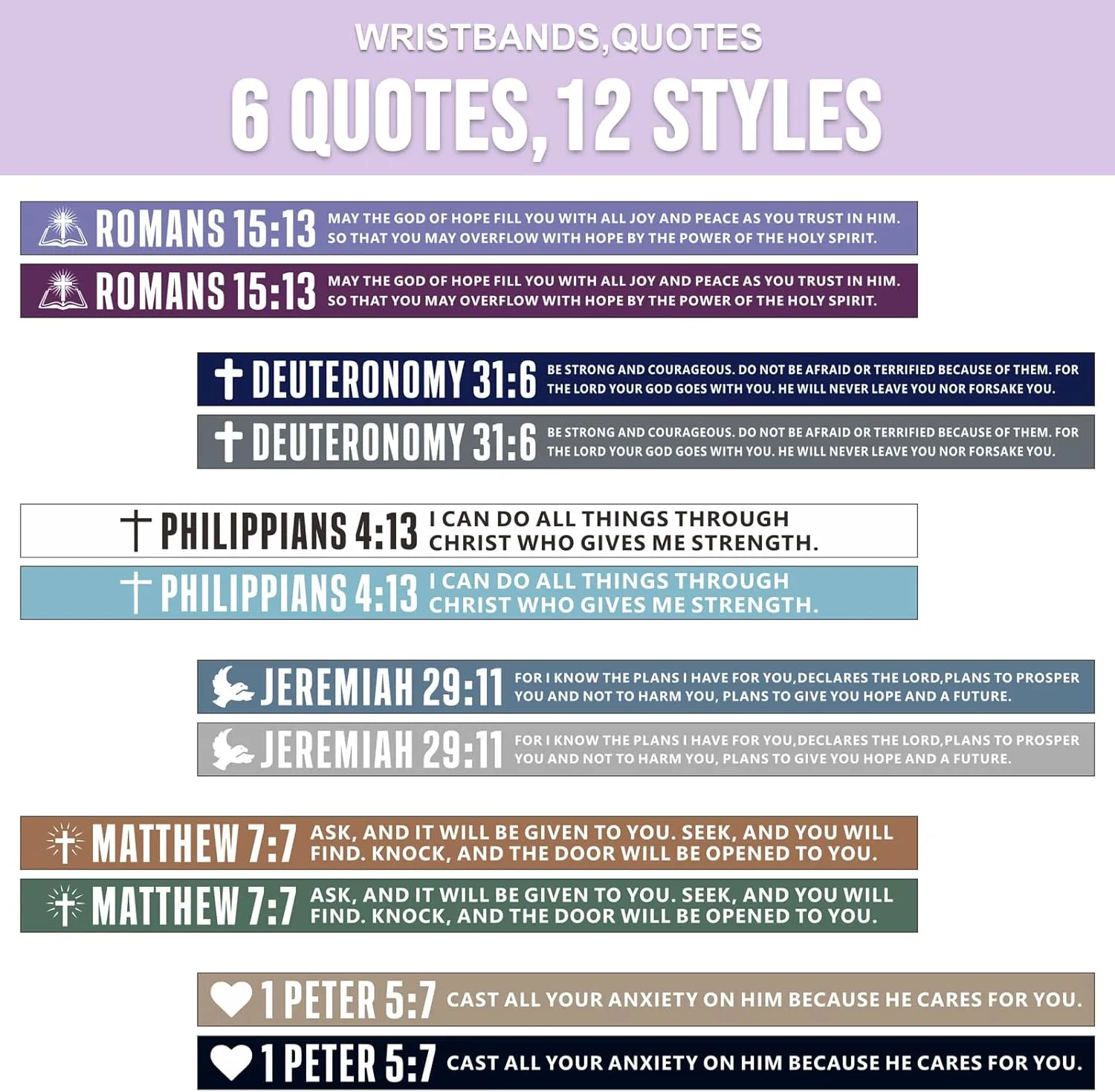 12-Piece Bible Verse Bracelets - Christian Scripture Silicone Wristbands for Men & Women (Fresh Colors)