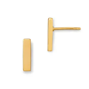 14 Karat Gold Plated Bar Stud Earrings