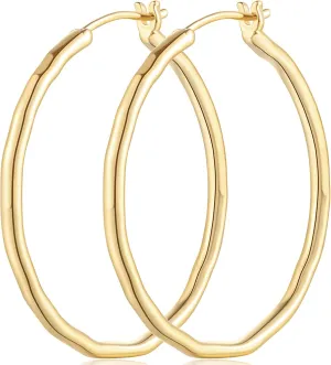 14K Gold Hoop Earrings for Women 14K Gold Hoop Earrings Twist Round Large Hoops Earring for Womens Earring 35mm