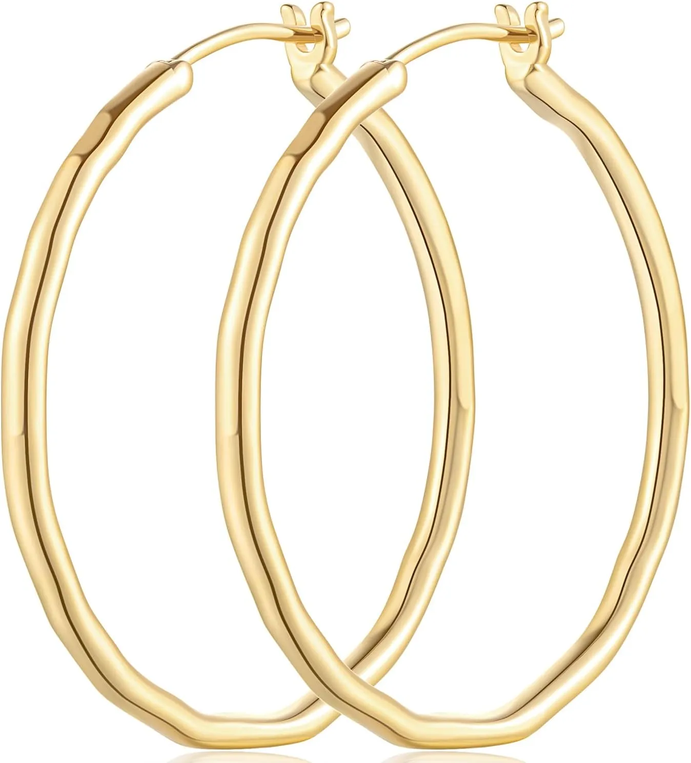 14K Gold Hoop Earrings for Women 14K Gold Hoop Earrings Twist Round Large Hoops Earring for Womens Earring 35mm