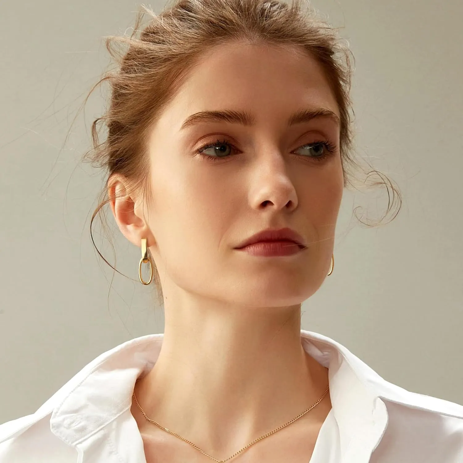 14K Gold Plated 925 Sterling Silver Dangle Earrings For Women Drop Earrings Small Sterling Silver Earrings Square Huggie Paperclip Dangly Hoop Silver Hoops Earrings Jewelry