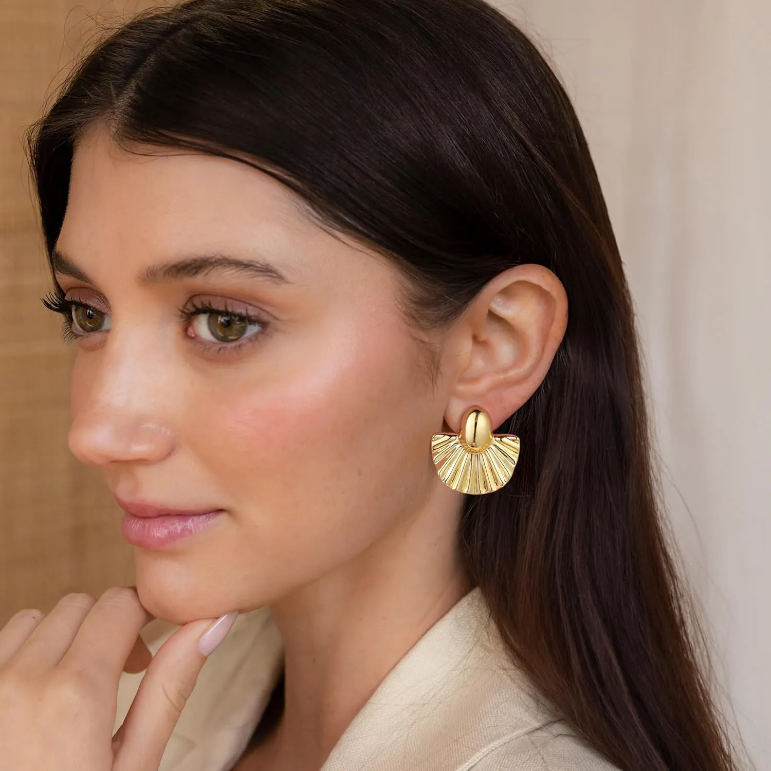 14K Gold Plated Chunky Gold Hoop Earrings, Lightweight Hollow Open Teardrop Earring Trendy Jewelry Gifts for Women, Hypoallergenic