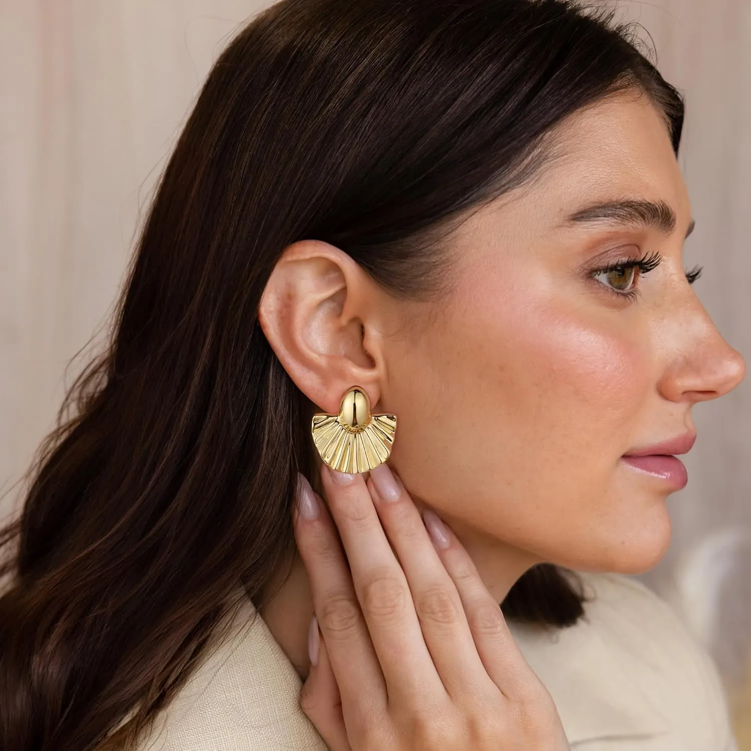 14K Gold Plated Chunky Gold Hoop Earrings, Lightweight Hollow Open Teardrop Earring Trendy Jewelry Gifts for Women, Hypoallergenic