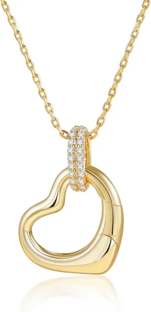 14K Gold Plated Cubic Zirconia Heart Necklace Dainty Love Pendant Necklaces for Women 18inchsJewelry gifts for women