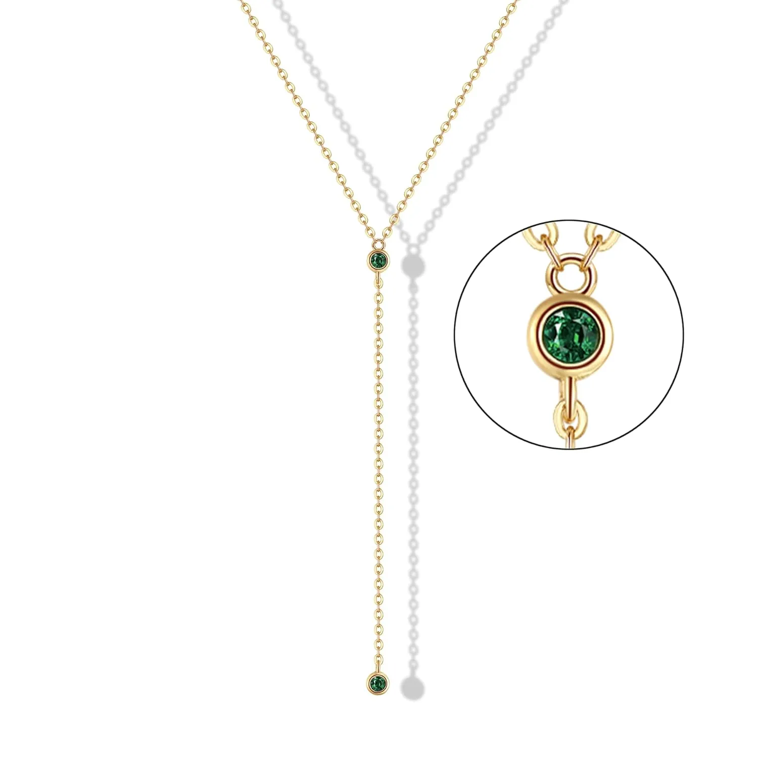 14k Gold Plated Green Emerald Lariat Y Necklaces for Women, Handmade Christmas Gifts for Women Girls Mom Sister Grandma Friends, Birthday Valentines Gifts for Her