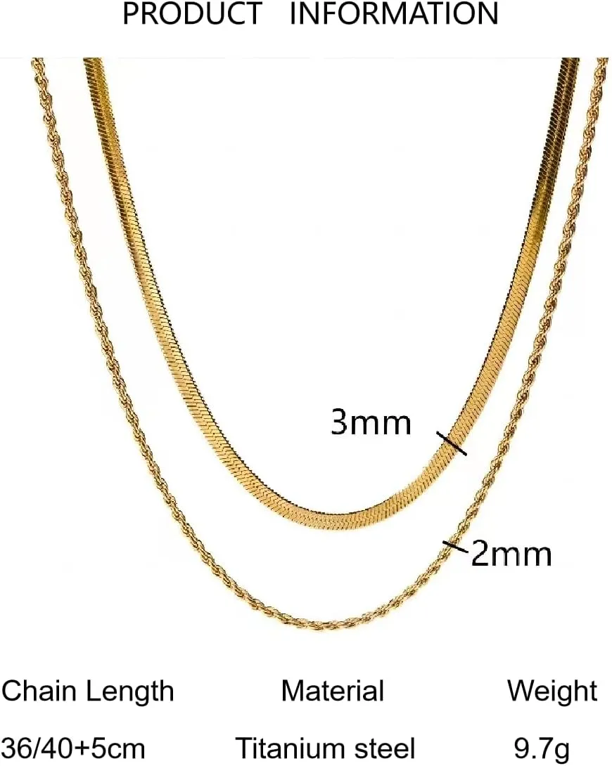 14K Gold Plated Layering Choker Necklaces for Women| Snake Chain,Cuban Link Chain,Paperclip Layered Chains Necklace for Women Trendy Jewelry.