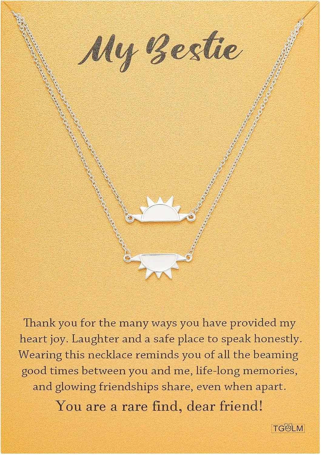 14k Gold Plated Sun Moon Friend Necklace for Women BFF Necklaces for 2, My Besties Friendship Gift