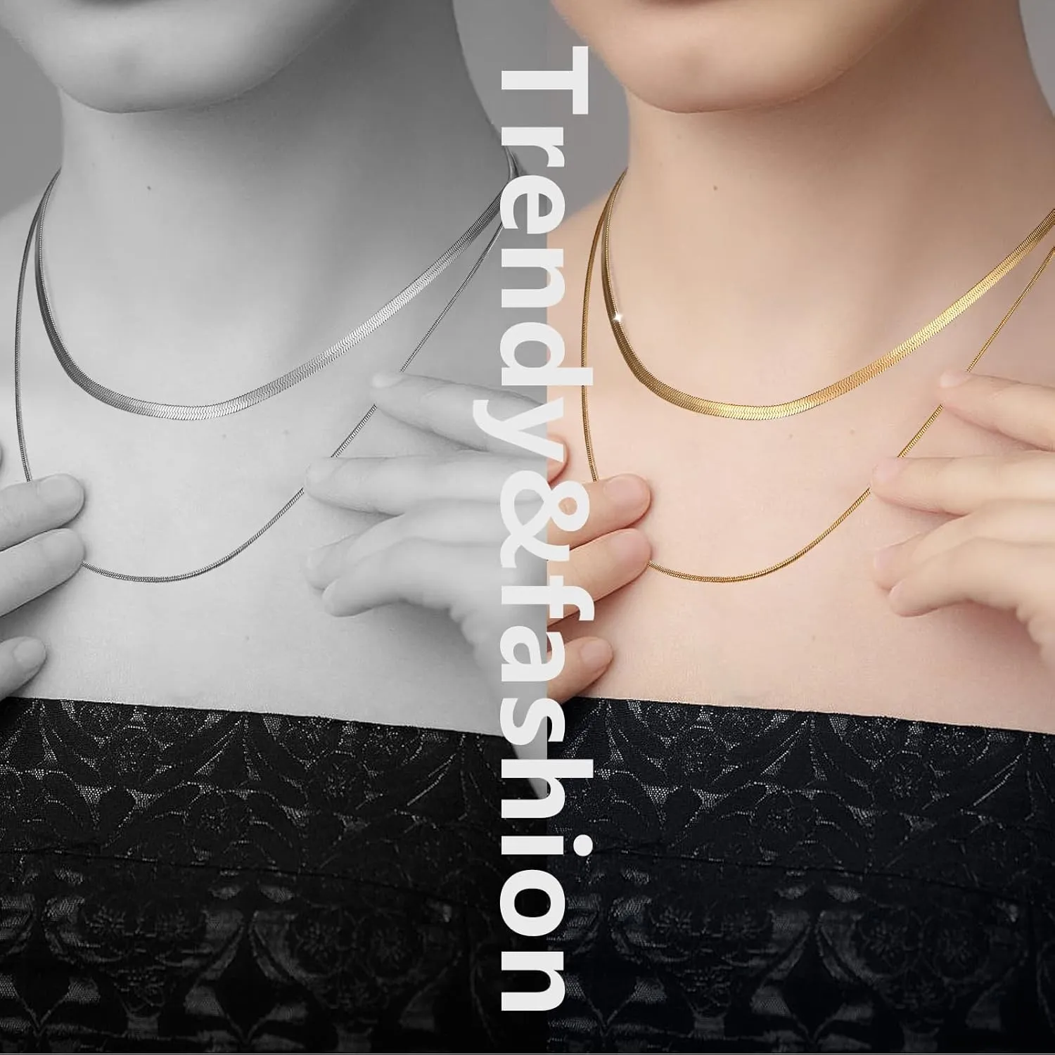 14k Silver/Gold Plated Necklace for Women, Dainty Adjustable Chain Necklaces for Women, Personalized Choker Necklace Gift for Women, Teen Girls