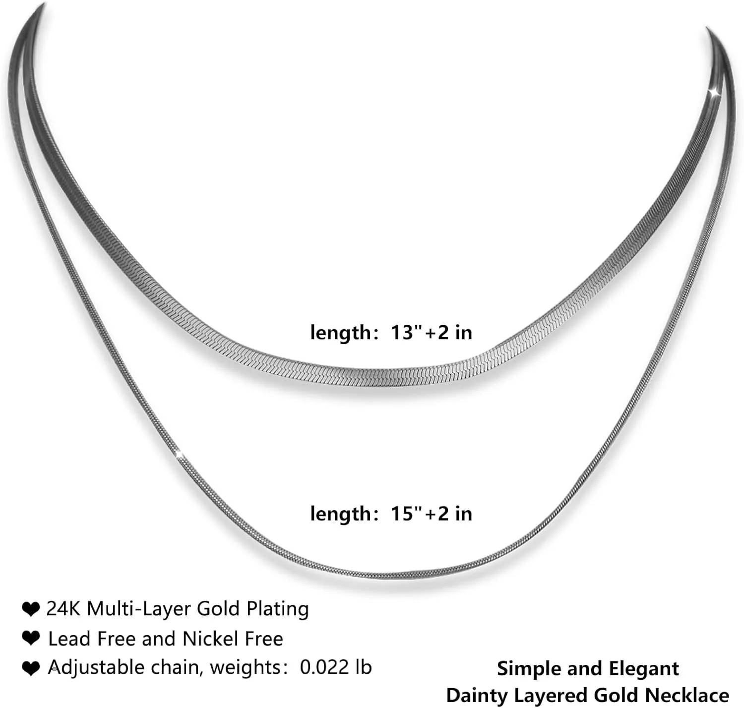 14k Silver/Gold Plated Necklace for Women, Dainty Adjustable Chain Necklaces for Women, Personalized Choker Necklace Gift for Women, Teen Girls