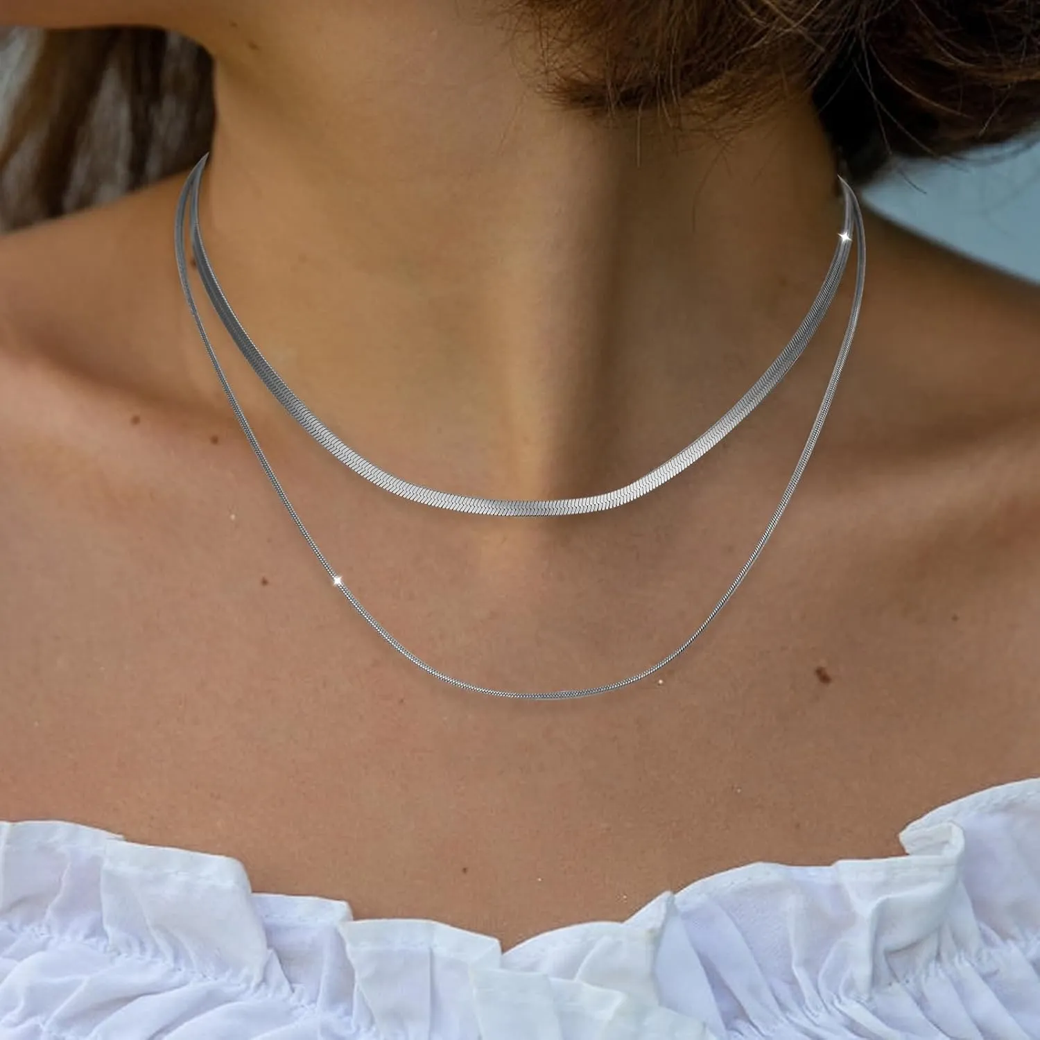 14k Silver/Gold Plated Necklace for Women, Dainty Adjustable Chain Necklaces for Women, Personalized Choker Necklace Gift for Women, Teen Girls