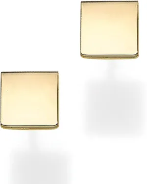 14k Yellow Gold Square Shape Stud Earrings
