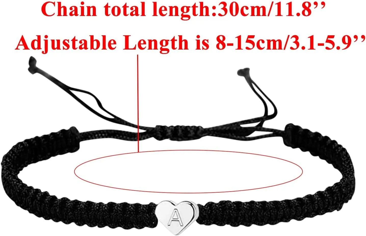 14KWhite Gold Plated Initial Heart String Bracelets for Women Men Teen Girls Boys Handmade Rope Braided Bracelet Minimalist Jewelry Matching Couple Bracelets