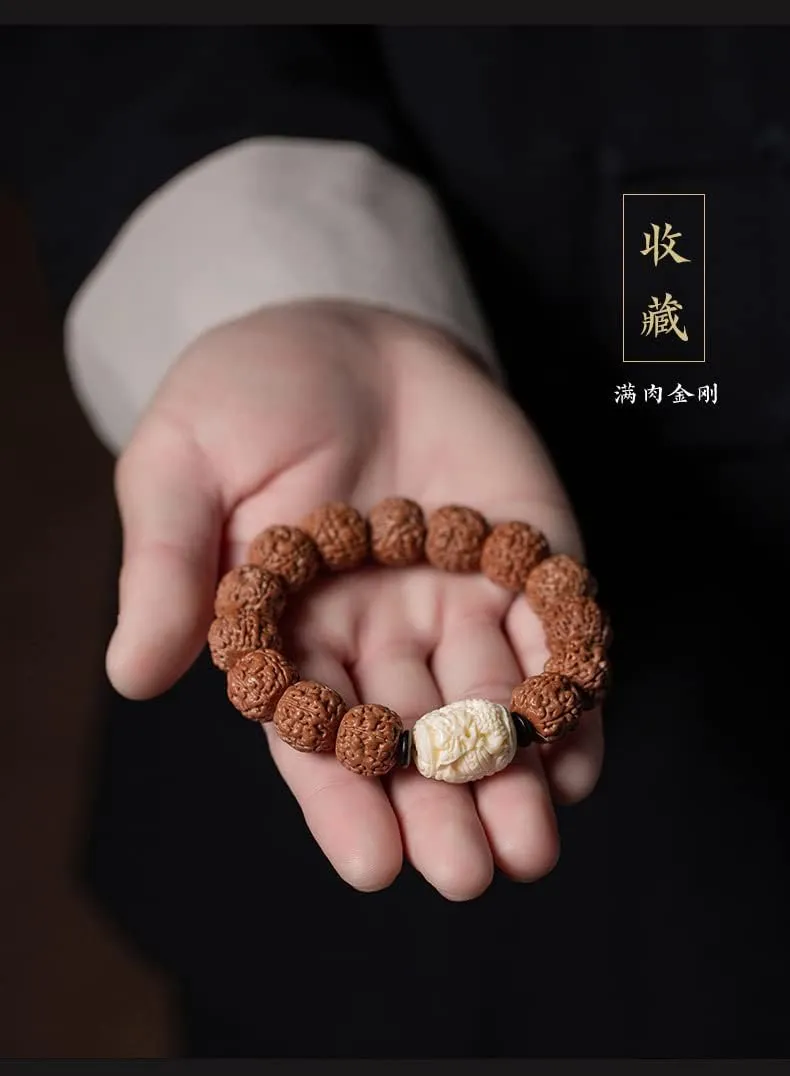 15Mm Rudraksha Bracelet Handstring Buddha Beads Rosary Beads Prayer Bracelets for Meditation Yoga