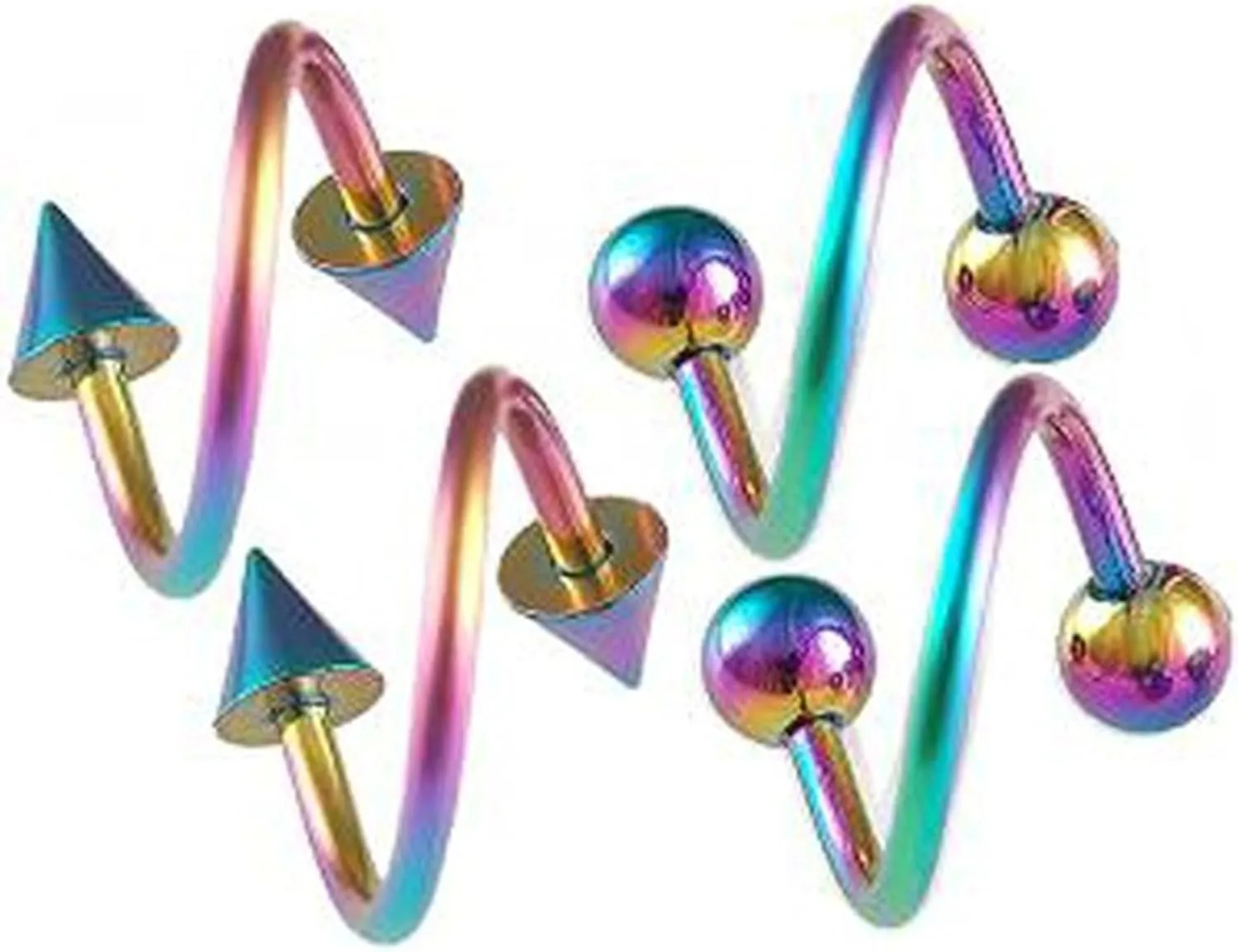 16g 16 gauge 3/8 Inch 10mm surgical steel eyebrow lip bars ear tragus Twist rings spiral Barbells Piercing 4Pcs