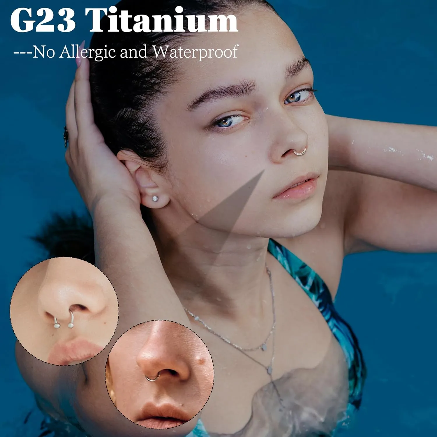 16G 4PCS G23 Titanium Septum Nose Rings for Men Women Horseshoe Septum Ring for Sensitive Skin Hinged Seamless Septum Hoop Cartilage Helix Daith Tragus Piercing Jewelry 8MM 10MM