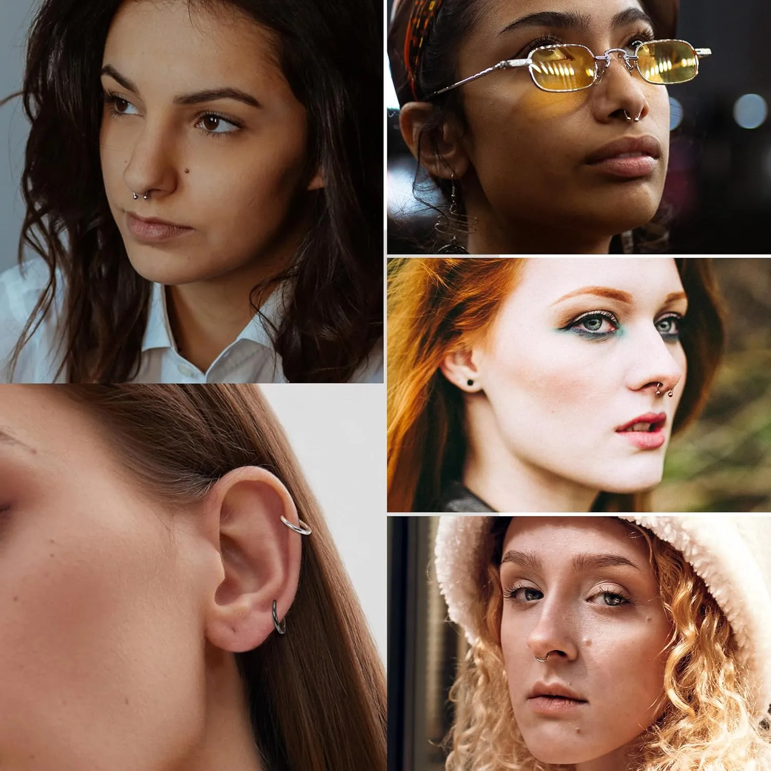 16G 4PCS G23 Titanium Septum Nose Rings for Men Women Horseshoe Septum Ring for Sensitive Skin Hinged Seamless Septum Hoop Cartilage Helix Daith Tragus Piercing Jewelry 8MM 10MM