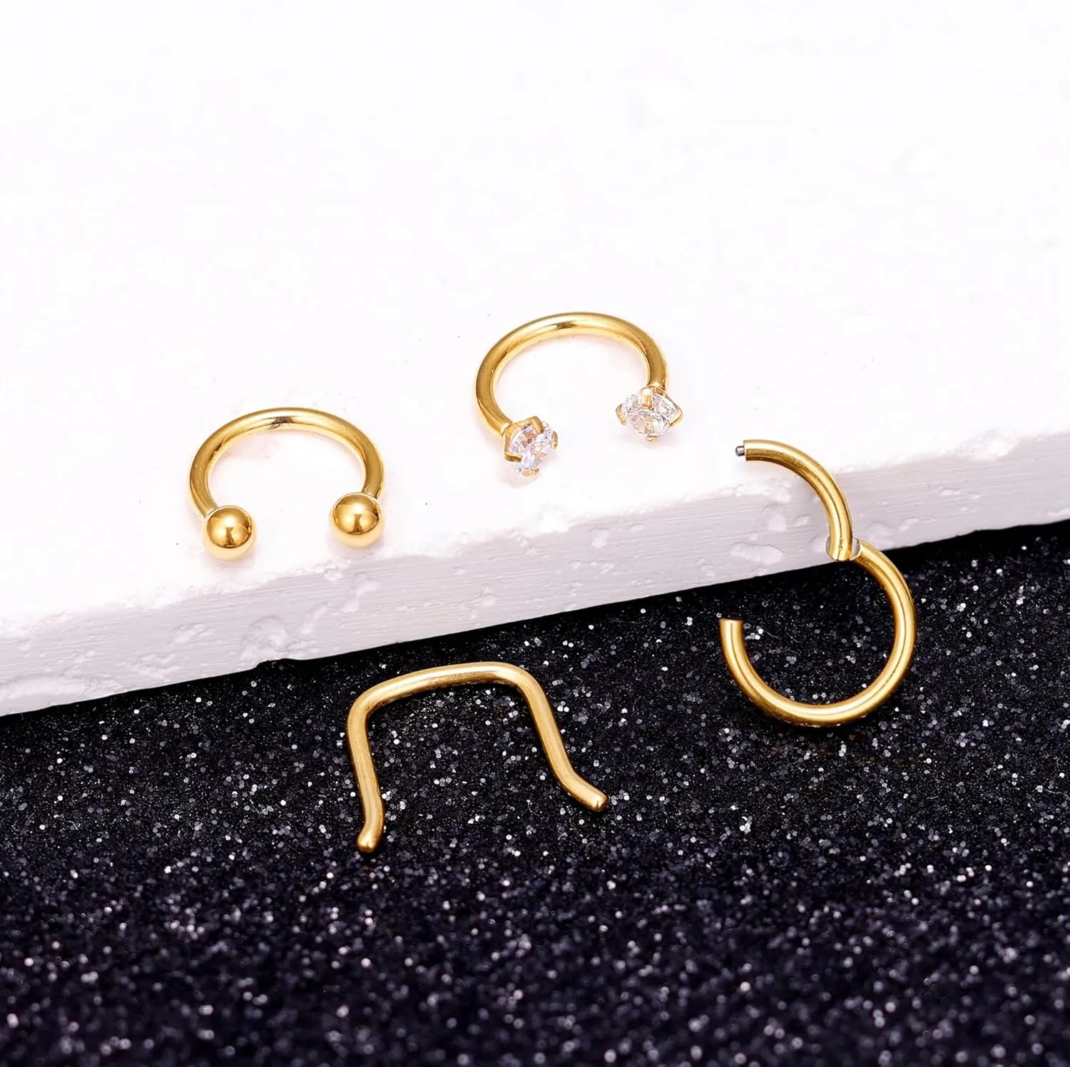 16G 4PCS G23 Titanium Septum Nose Rings for Men Women Horseshoe Septum Ring for Sensitive Skin Hinged Seamless Septum Hoop Cartilage Helix Daith Tragus Piercing Jewelry 8MM 10MM