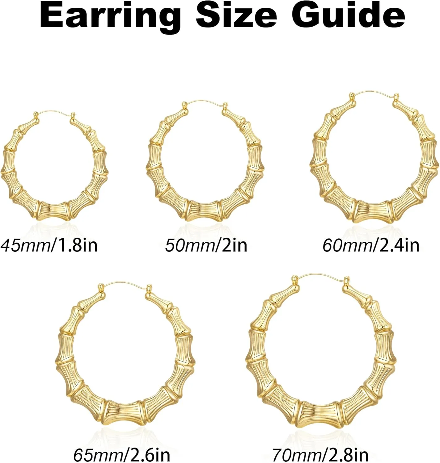 18K Gold Plated Bamboo Hoop Earrings for Women  Large Round Heart Design, 80/90s Ghetto Door Knocker Style, Trendy Hip Hop Jewelry Accessories