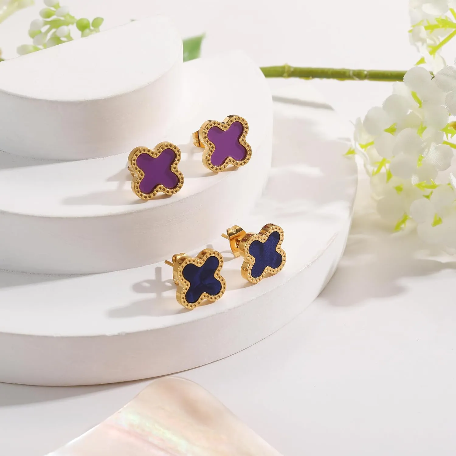 18K Gold Plated Clover Earrings for Women Four Leaf Clover Stud Earrings Lucky Dangle Earrings Simple Jewelry Gifts for Women