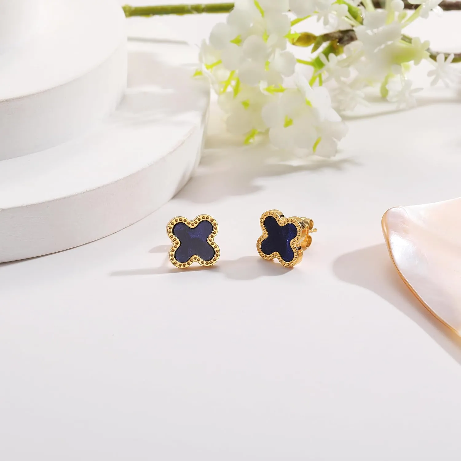 18K Gold Plated Clover Earrings for Women Four Leaf Clover Stud Earrings Lucky Dangle Earrings Simple Jewelry Gifts for Women