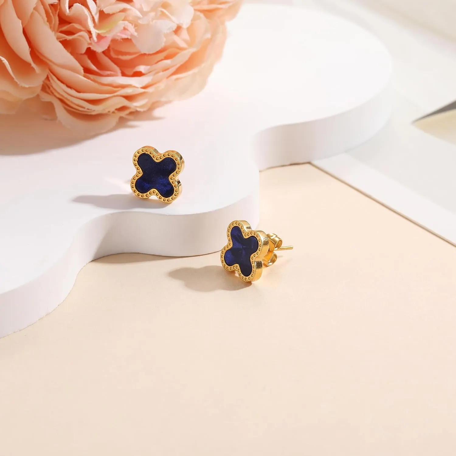 18K Gold Plated Clover Earrings for Women Four Leaf Clover Stud Earrings Lucky Dangle Earrings Simple Jewelry Gifts for Women
