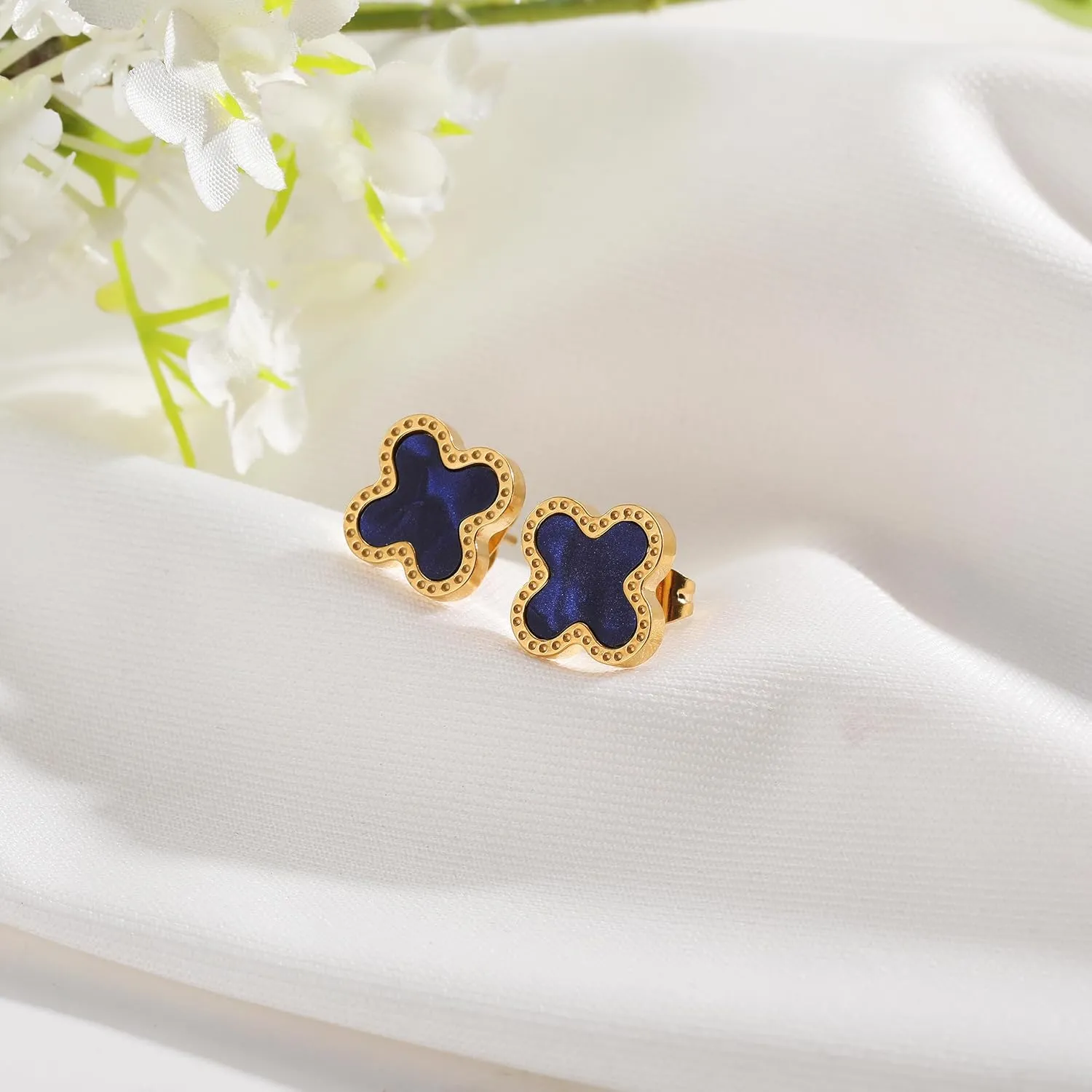 18K Gold Plated Clover Earrings for Women Four Leaf Clover Stud Earrings Lucky Dangle Earrings Simple Jewelry Gifts for Women