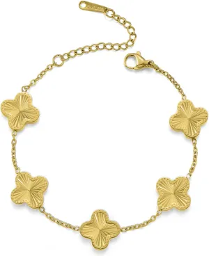 18K Gold Plated Lucky Clover Bracelet for Women | Designer Gold Clover Bracelets | Lovely Gift