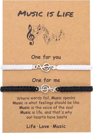 2 Pcs Music Gifts for Women and Men, Teacher Bracelet Appreciation Gifts with Musical Note for Music Band Student Choir Musician as Music Accessories