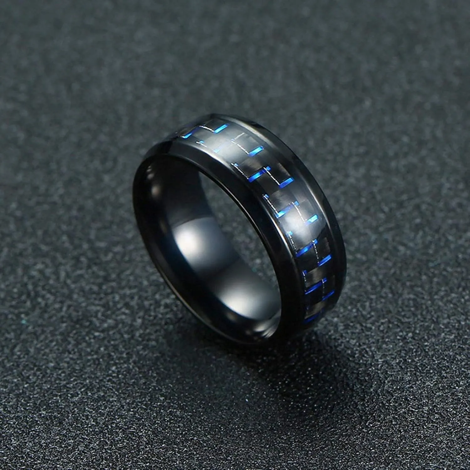 2 Rings His and Hers Couple Rings Blue Black Cubic Zirconia Square Shape Ring