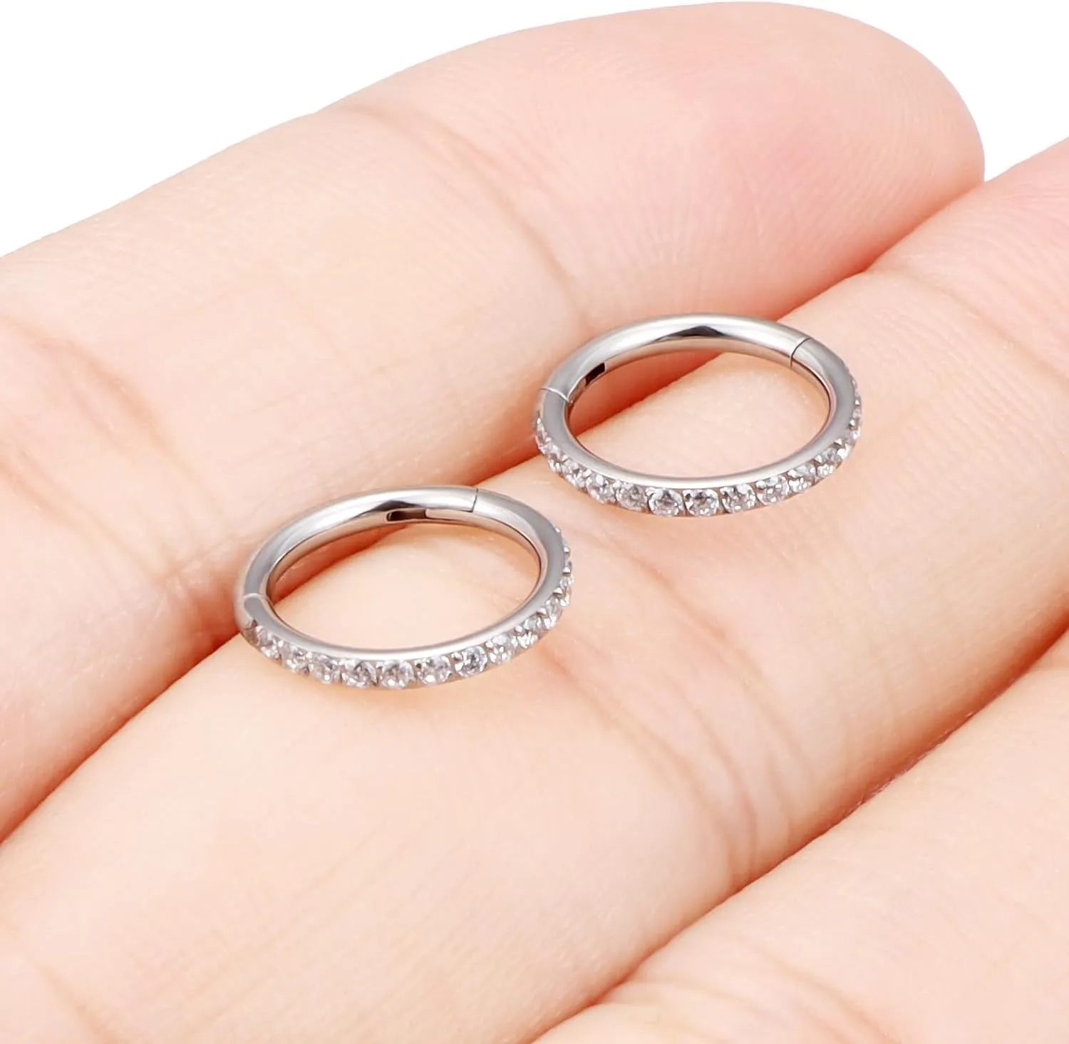 20G 18G 16G Titanium Nose Rings Hoops G23 Hinged Septum Nose Rings Clicker Helix Daith Rook Cartilage Tragus Earrings Segment Ring Lip Ring Piercing Jewelry for Women Men 8mm 10mm