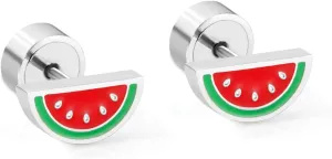 20G Cute Watermelon Cartilage Small Stud Earrings for Women Dainty Funny Fruit Hypoallergenic Stainless Steel Tiny Mini Tragus Conch Helix Earring Sleeper Post Flat Back Studs Summer Ear Piercing Jewelry Daughter BFF