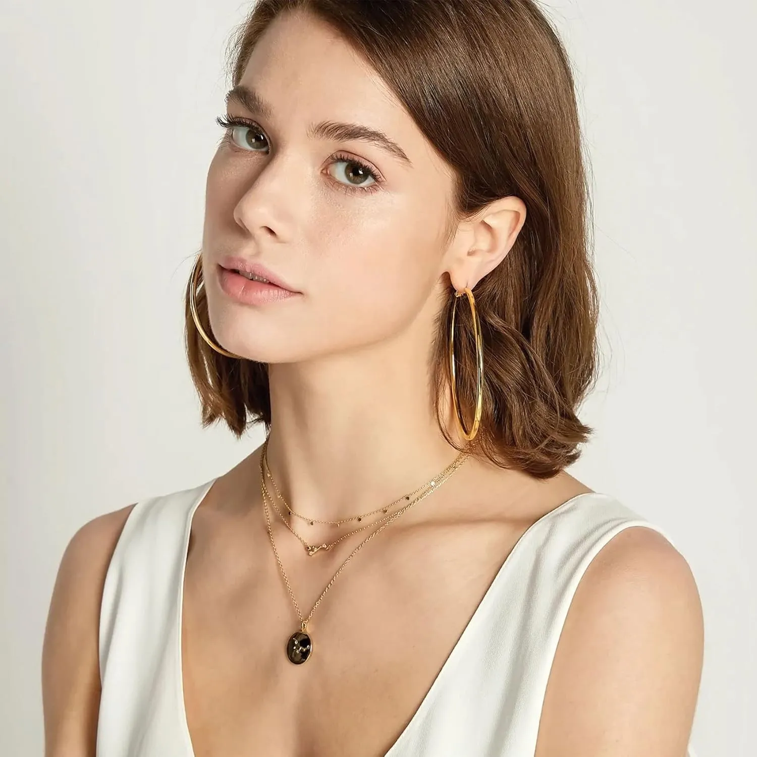 2mm Sterling Silver Big Hoop Earrings For Women - Large Hypoallergenic Circle Endless Thin Oversize Silver Hoops