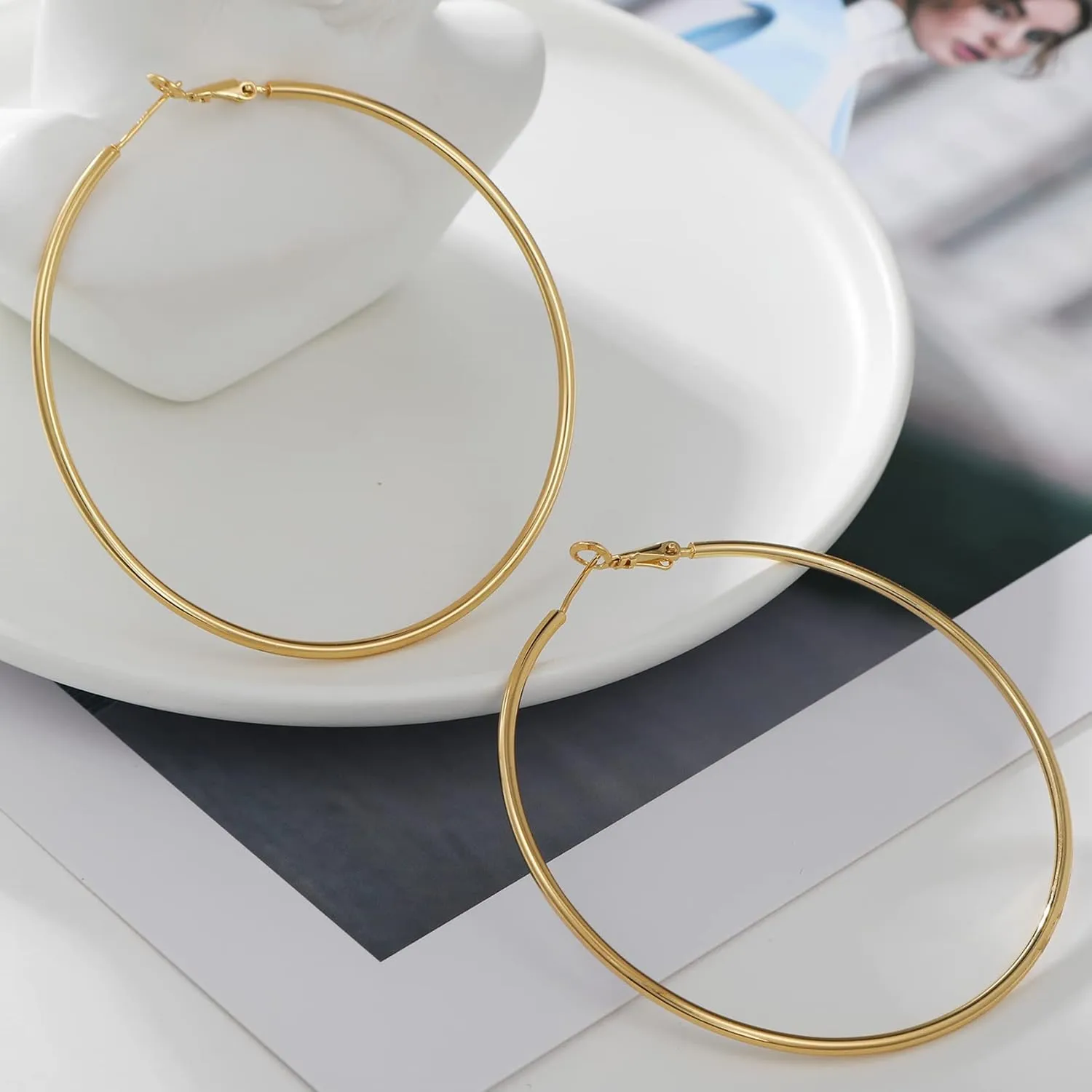 2mm Sterling Silver Big Hoop Earrings For Women - Large Hypoallergenic Circle Endless Thin Oversize Silver Hoops