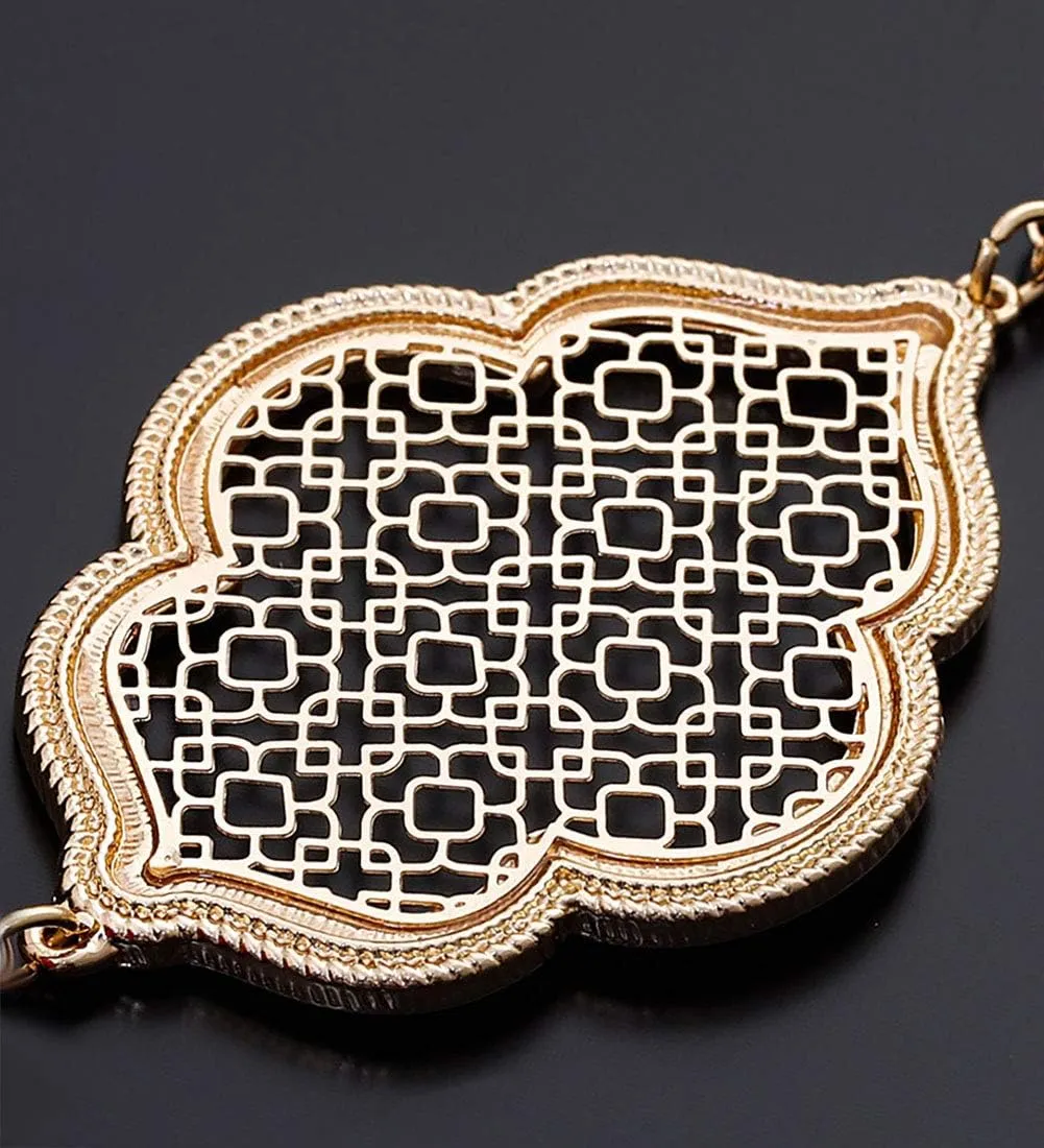 2Pcs Long Chain Pendant Necklace Set, Filigree Quatrefoil and Celtic Knot Pendant Tassel Y Necklaces for Women