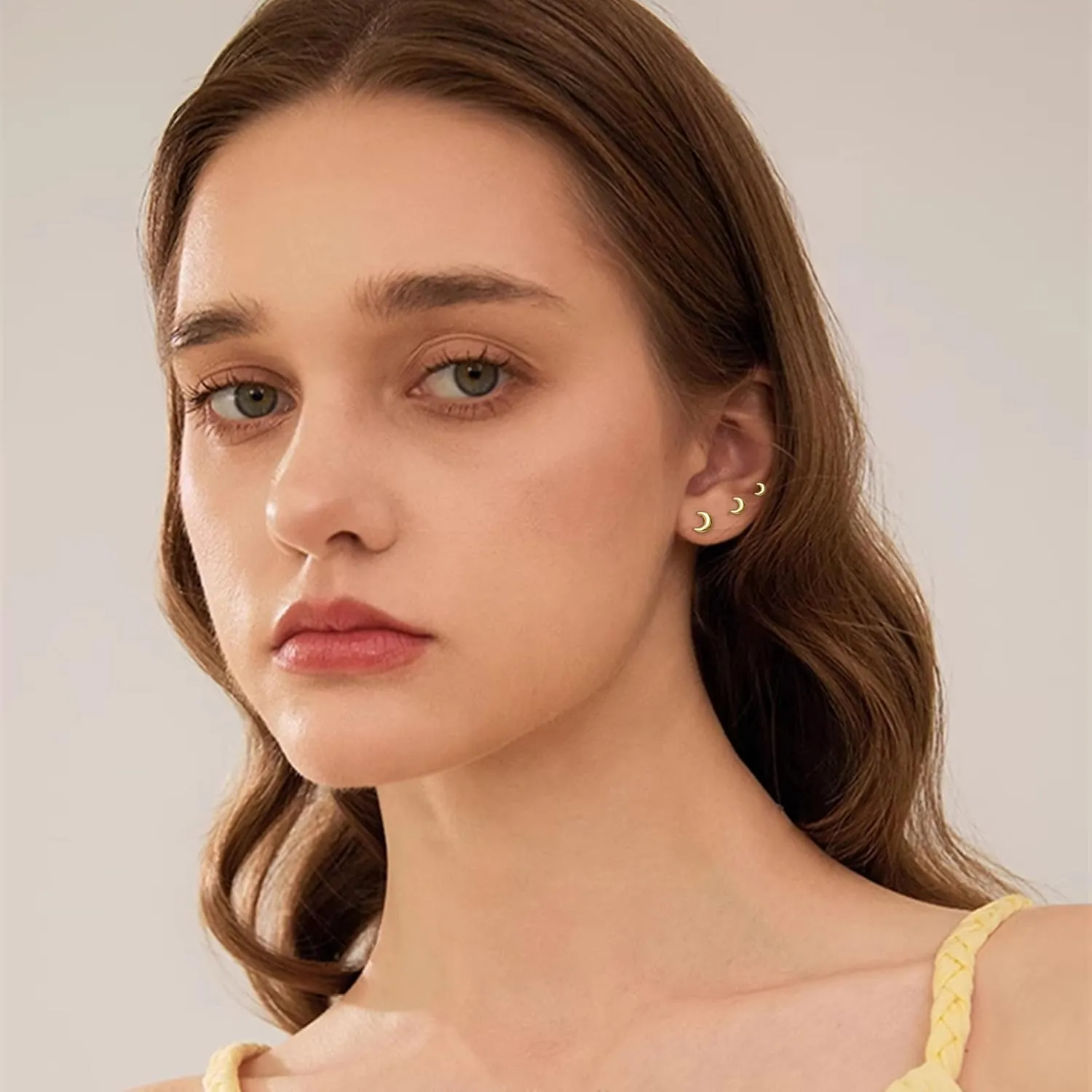 3 Pairs 14K Gold Stud Earring Sets for Women Dainty 925 Sterling Silver Earrings for Multiple Piercing Tiny Cartilage Tragus Cute Trendy Post Earrings Stacks Jewelry Gifts