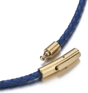 3mm Mens Womens Genuine Leather Necklace Cord Multicolor Braided Gold Stainless Steel Secure Clasp Necklaces Chain