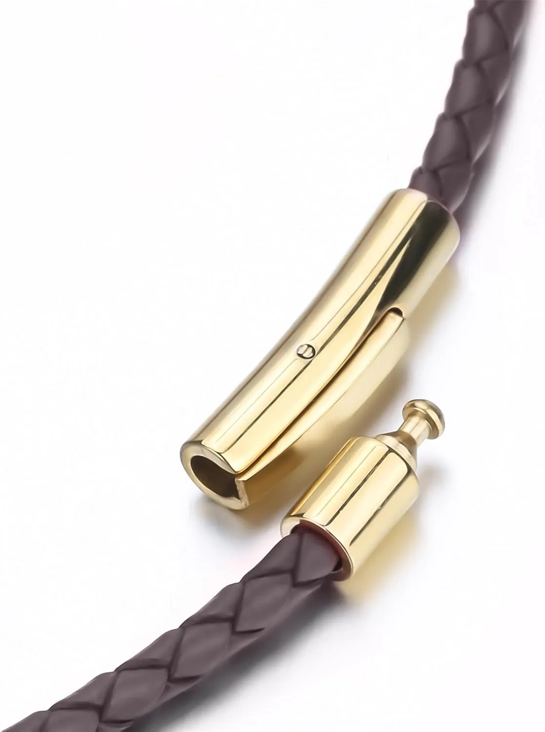 3mm Mens Womens Genuine Leather Necklace Cord Multicolor Braided Gold Stainless Steel Secure Clasp Necklaces Chain