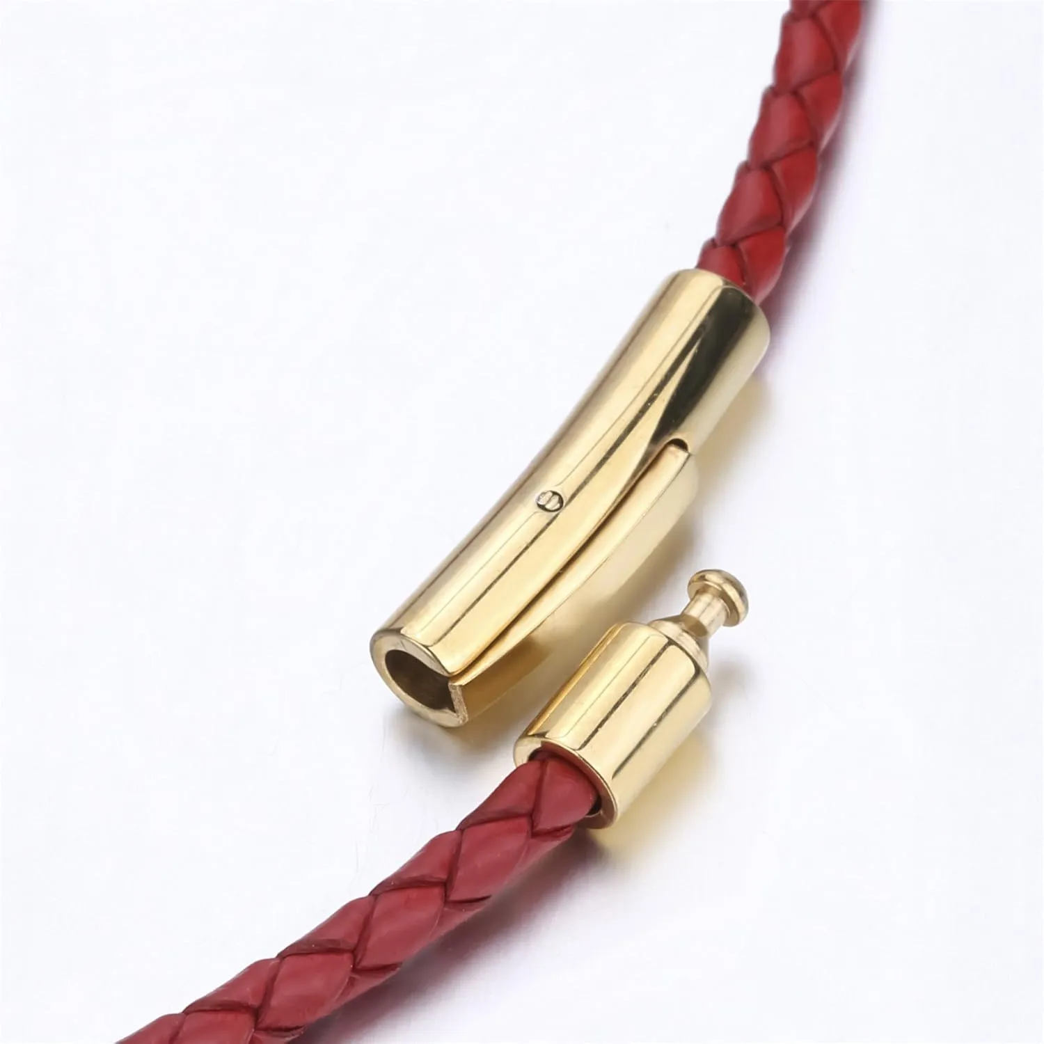 3mm Mens Womens Genuine Leather Necklace Cord Multicolor Braided Gold Stainless Steel Secure Clasp Necklaces Chain