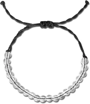 4Pcs Boho Adjustable String Braided Bracelets Handmade Weaving Rope Clear Crystal Seed Beaded Ocean Bracelet for Women Men Unisex Healing Power Jewelry