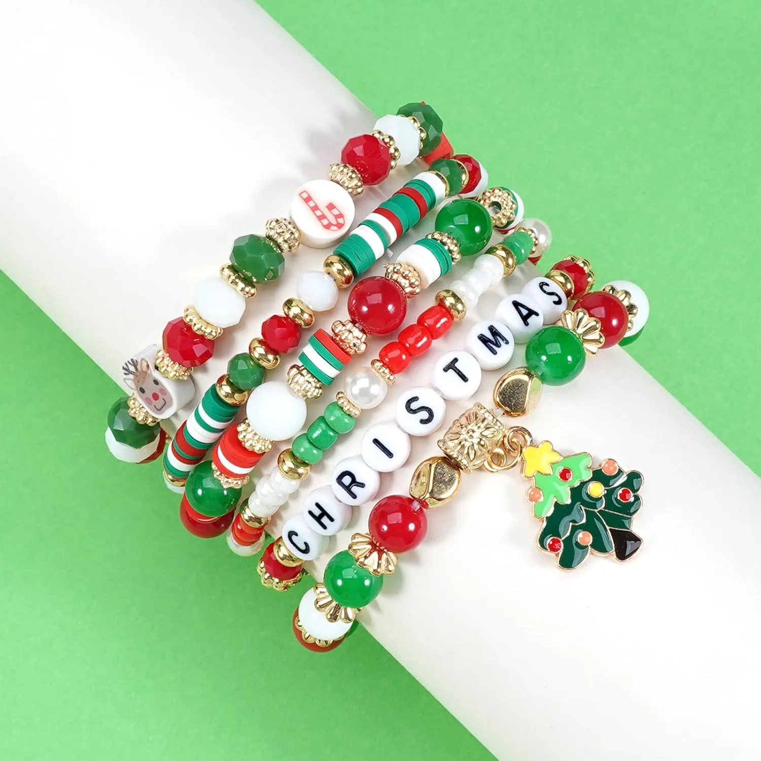 4th of July Bracelets for Women Girls America Flag Bracelets USA Red White and Blue Patriotic Stretchy Stackable Beaded Heishi Bracelet Gifts Independence Day Jewelry
