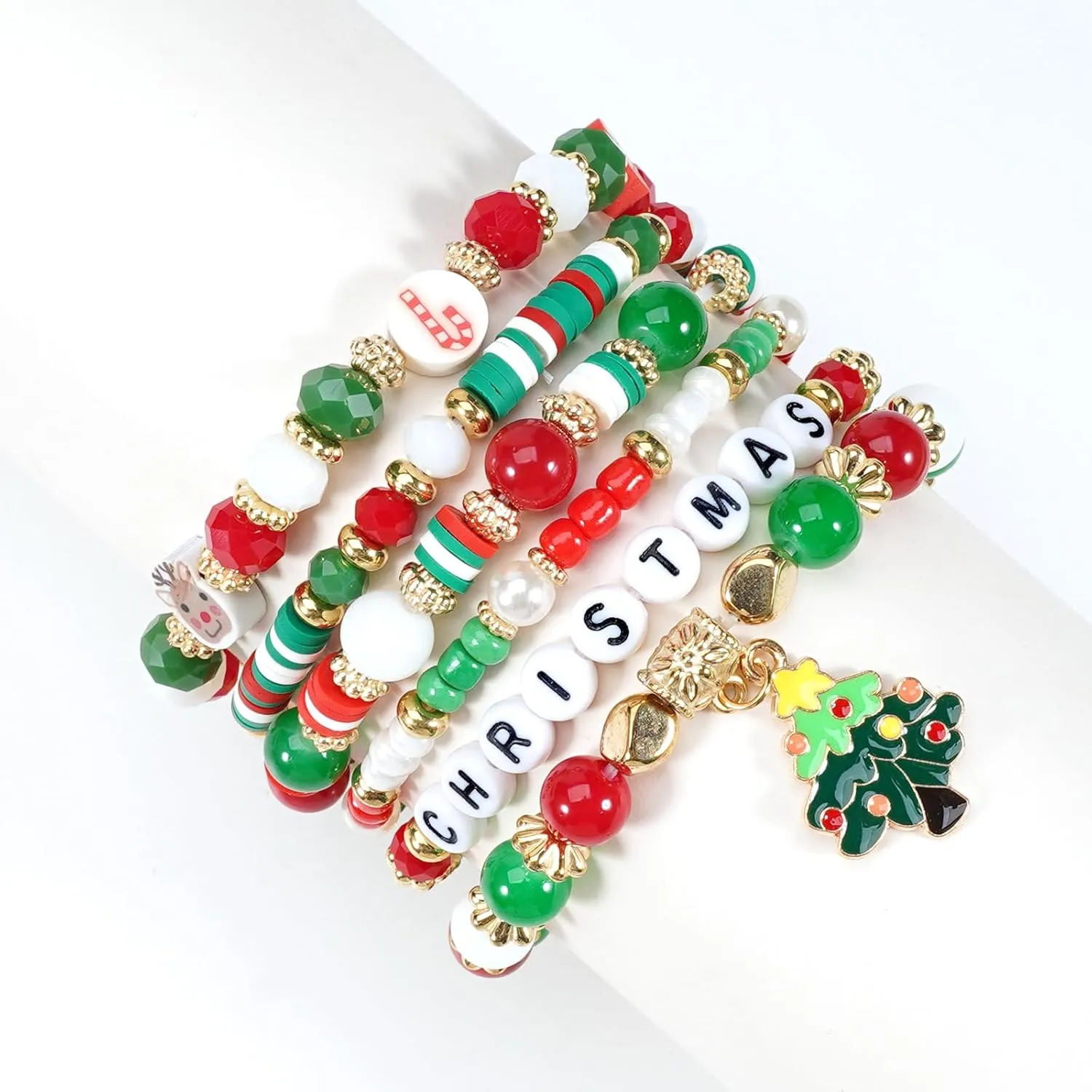 4th of July Bracelets for Women Girls America Flag Bracelets USA Red White and Blue Patriotic Stretchy Stackable Beaded Heishi Bracelet Gifts Independence Day Jewelry