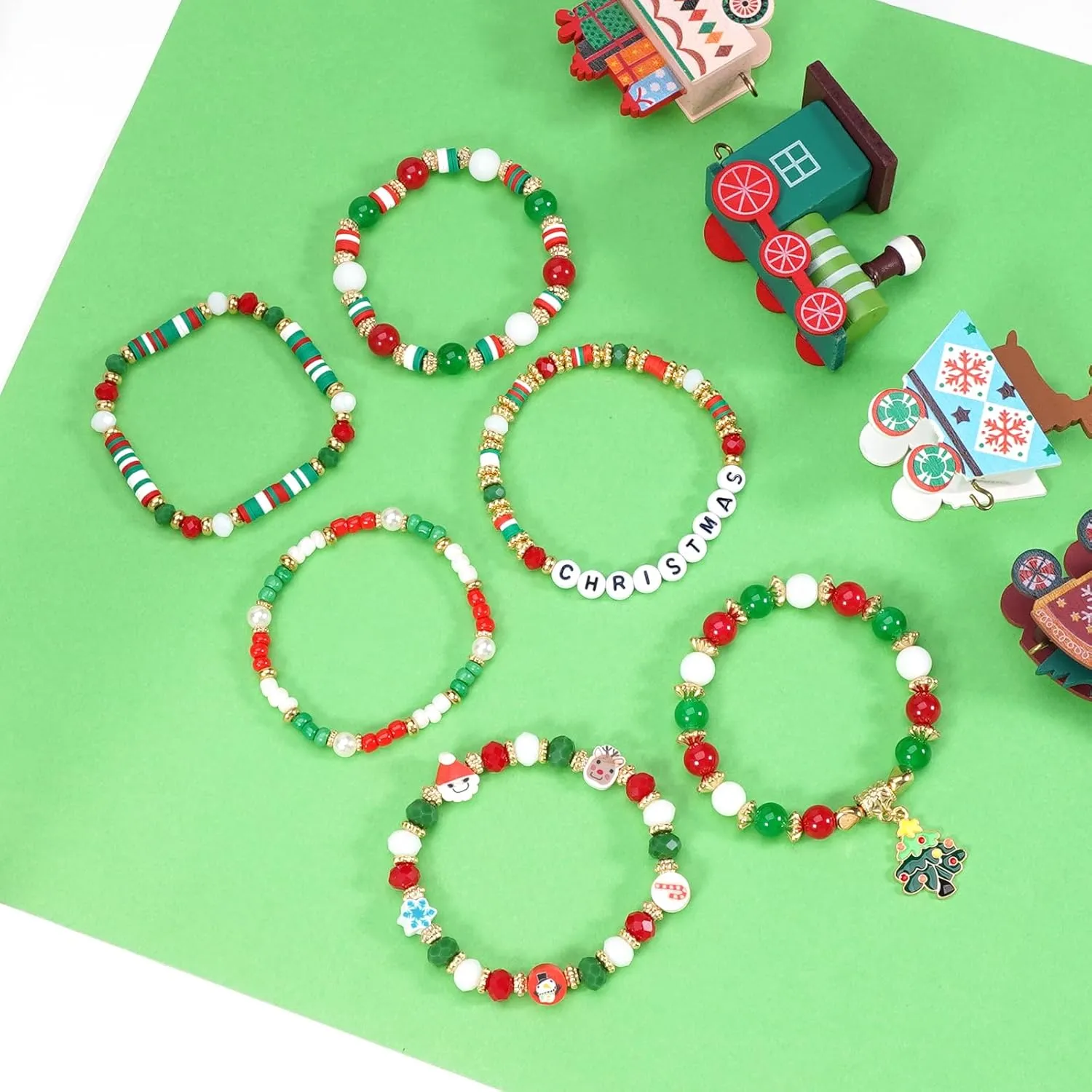 4th of July Bracelets for Women Girls America Flag Bracelets USA Red White and Blue Patriotic Stretchy Stackable Beaded Heishi Bracelet Gifts Independence Day Jewelry